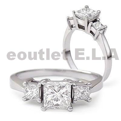 2CT 3-STONE CZ STAINLESS STEEL RING-SIZE6/7
